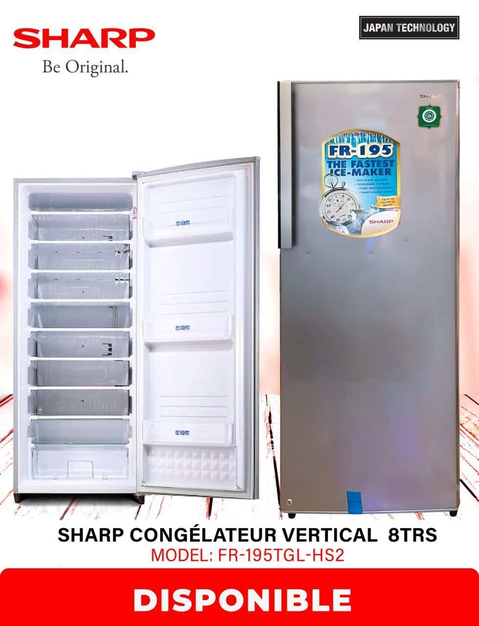 SHARP CONGELATEUR VERTICAL 8 TIROIR FR-195TGL- SALF